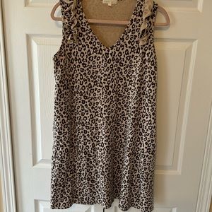 Perfect Peach brown tan animal print ruffle swing dress XL